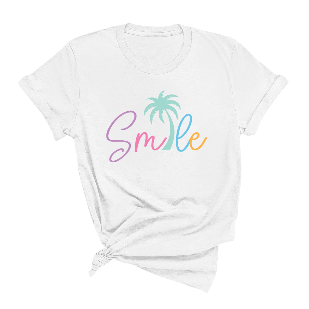 White Palm Tree Smile Tee
