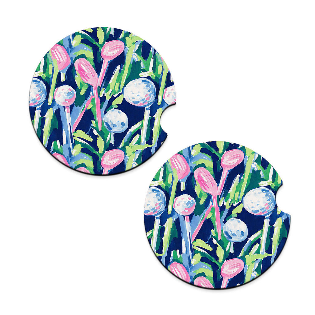 Golf Girl Car Coaster 2pc Set