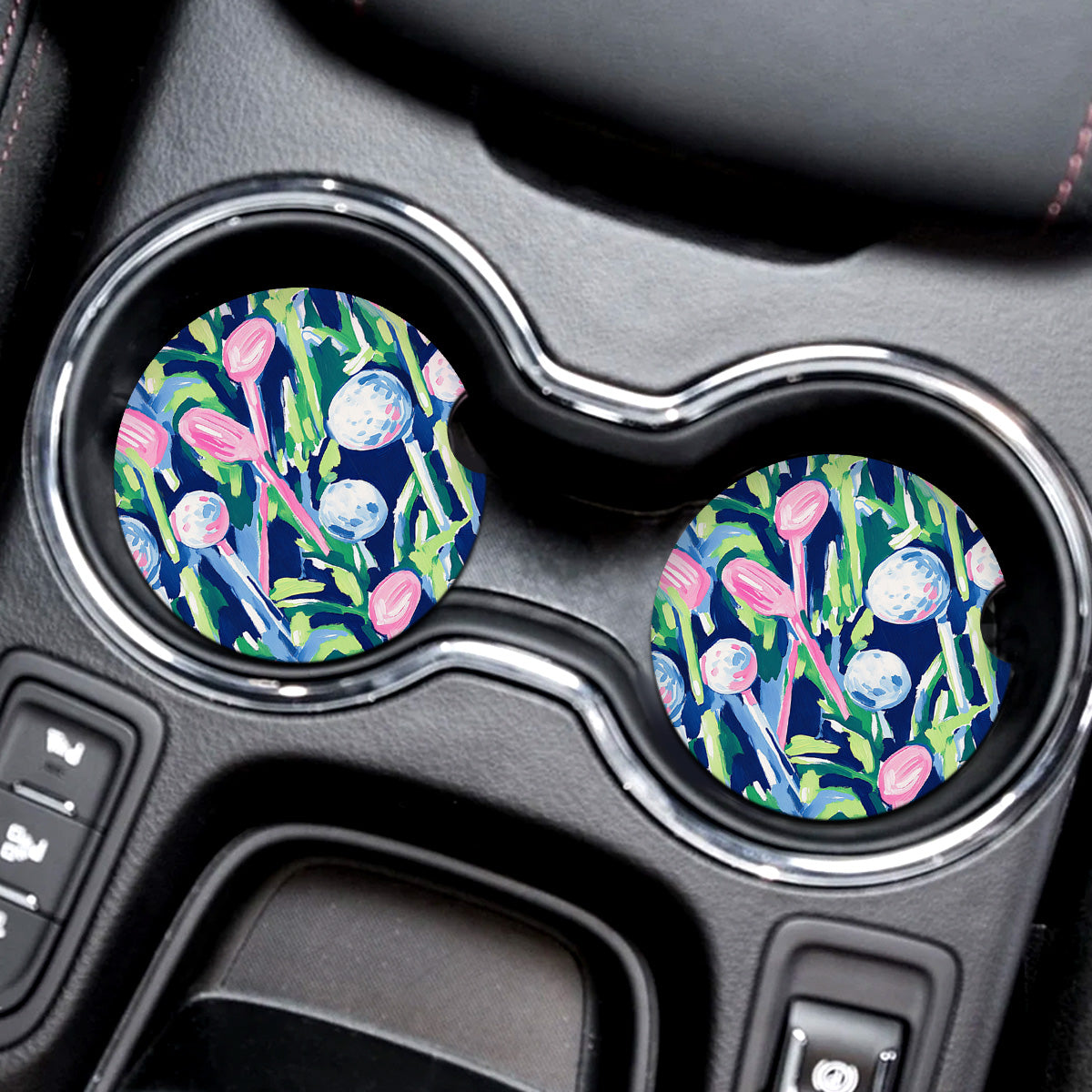 Golf Girl Car Coaster 2pc Set