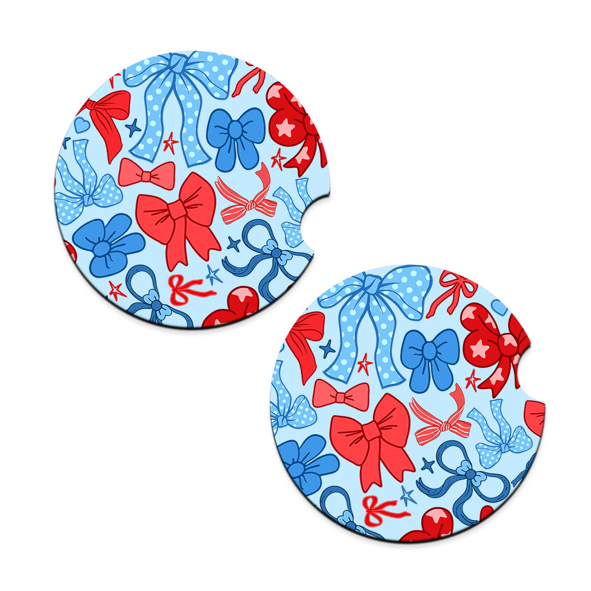 Patriotic Bow Car Coaster 2pc Set