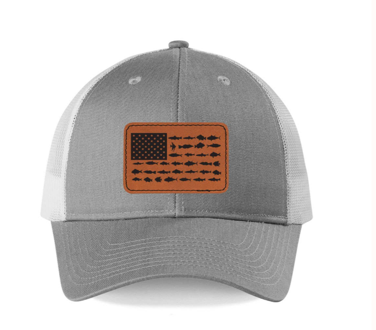 Fish Flag Patch Grey & White Snapback