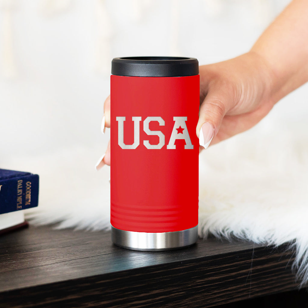 USA Red Slim Can Beverage Holder