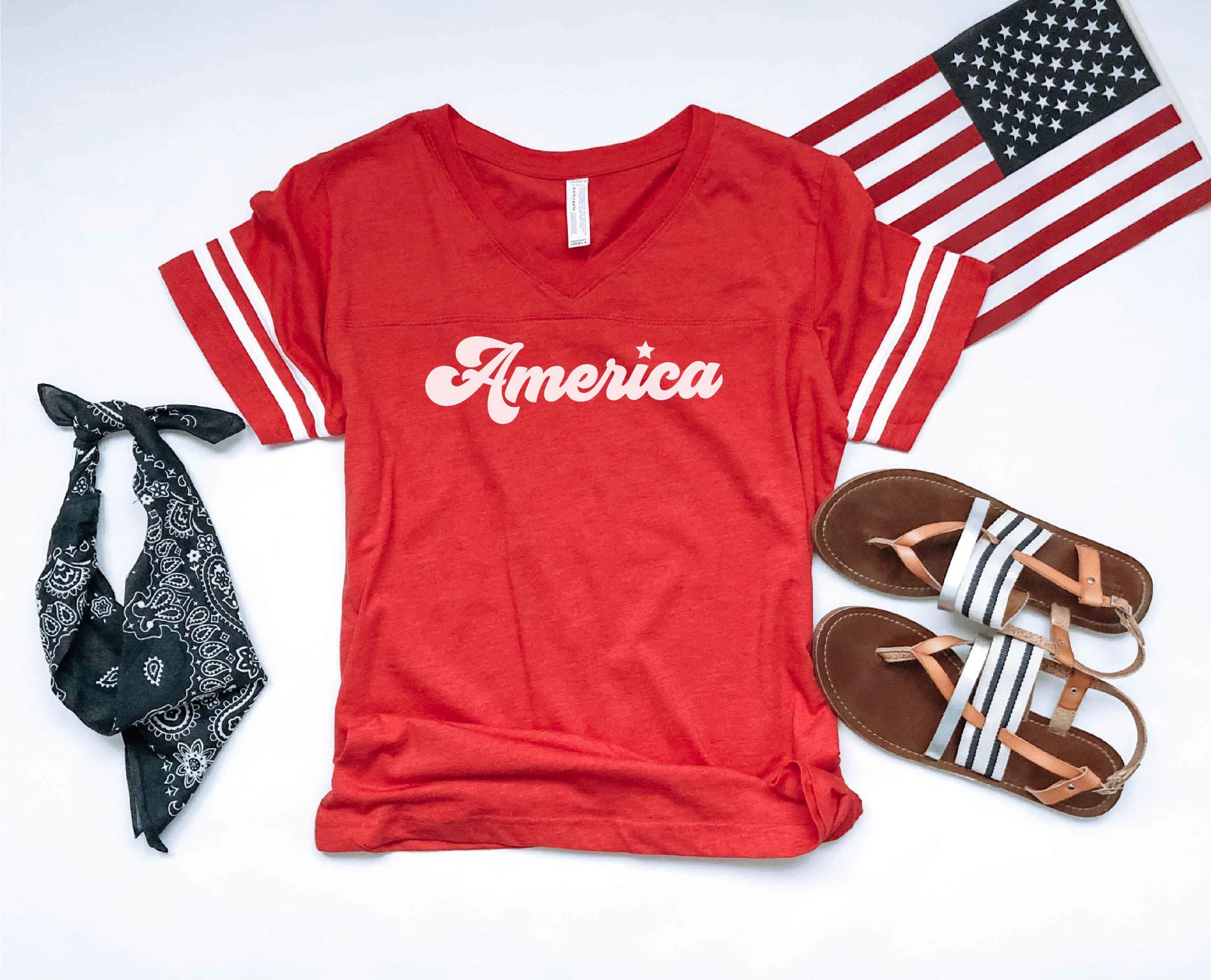 America Women's Varsity Tee