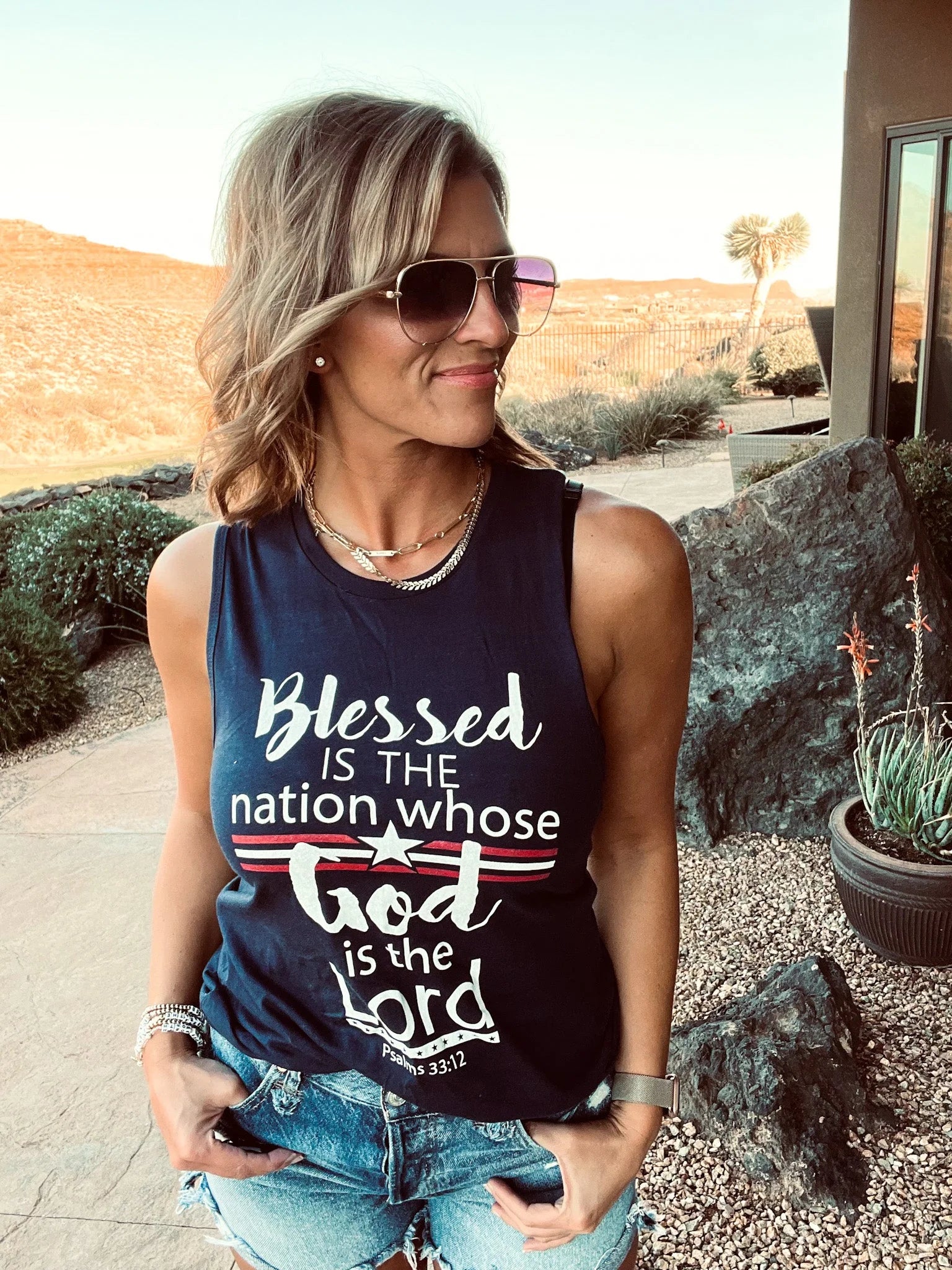 Blessed is the Nation Women's Muscle Tank