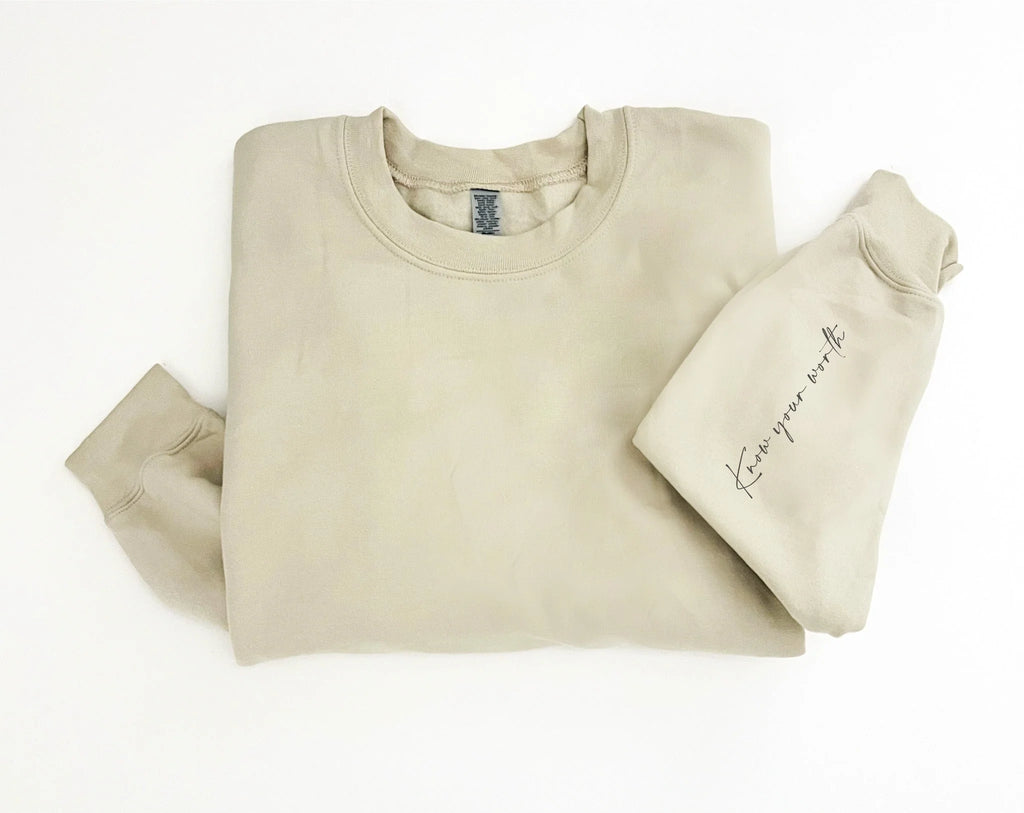 Fearless Sleeve Print Basic Sweatshirt