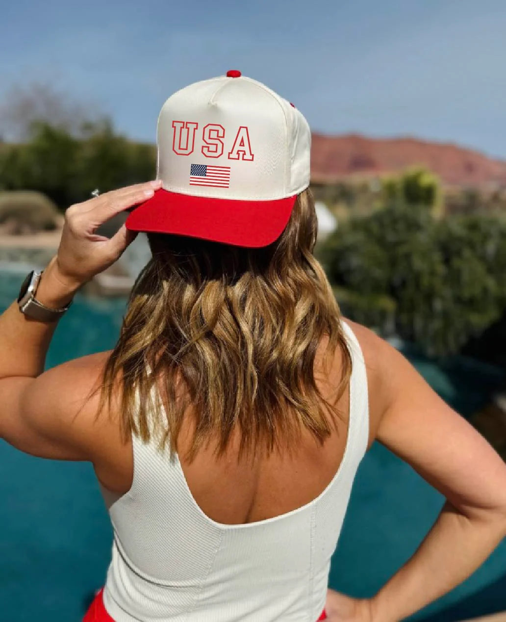 USA Flag Two Toned Ball Cap
