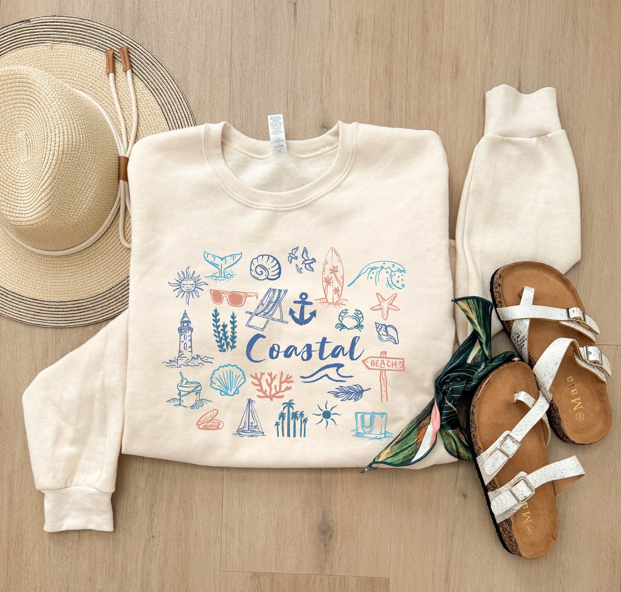 Whimsical Coastal Collage Sweatshirt